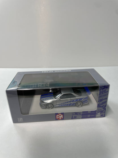 Focal Horizon 1/64 Nissan Skyline GTR R34 Silver & Blue