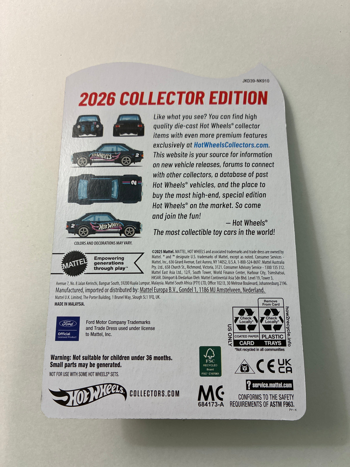 Hot Wheels 1/64 Mail In Collector Edition '78 Ford Escort RS 1800 MK2 Blue - JKD39-NK910
