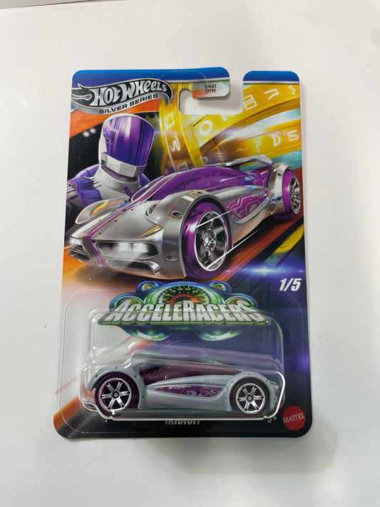Hot Wheels 1/64 Silver Series Acceleracers Iridium Silencerz Grey/Purple -JCB92 (Euro Card) -Damaged Box