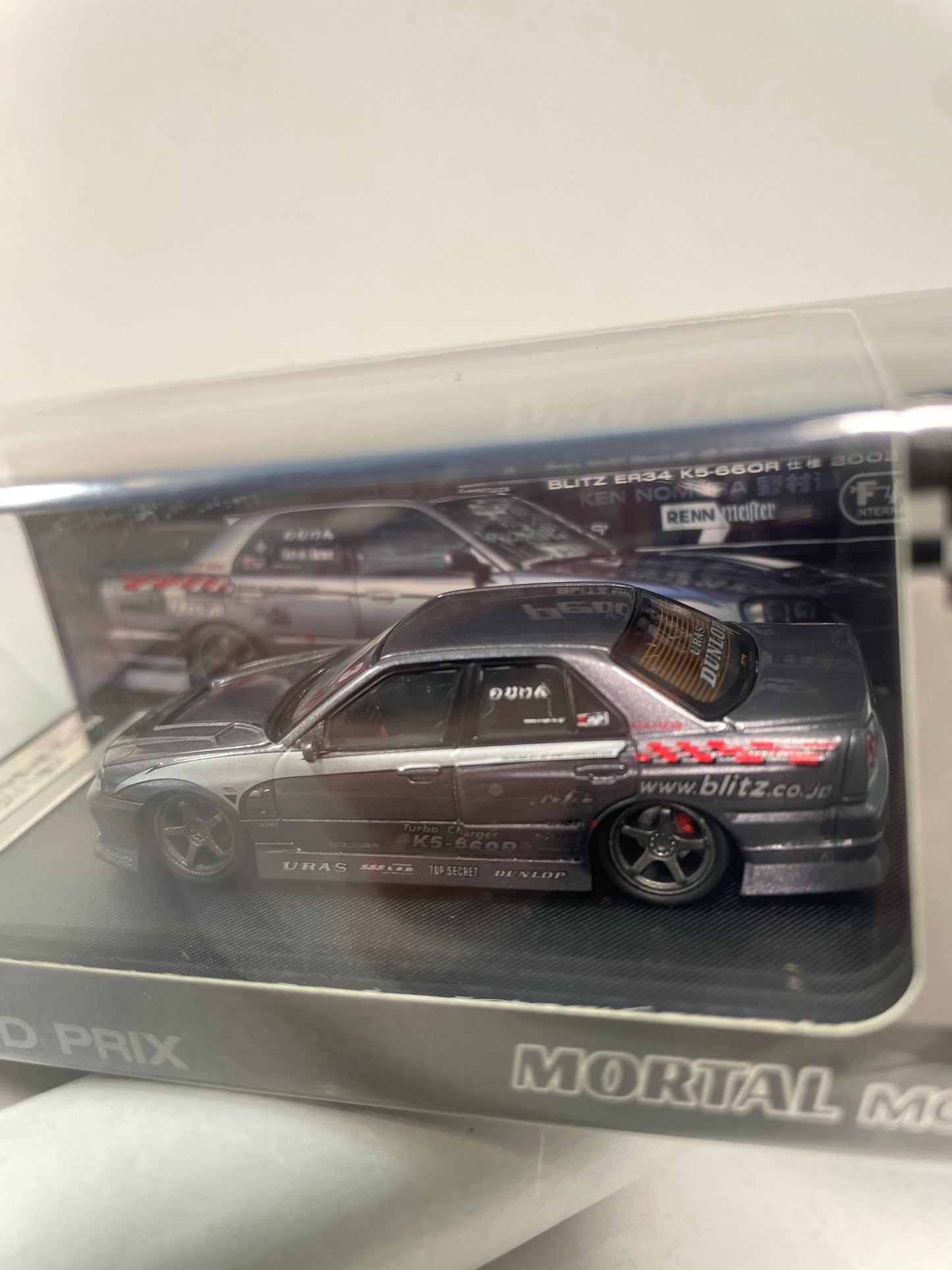 Mortal Model 1/64 Nissan Skyline Blitz ER34 2002 Grey