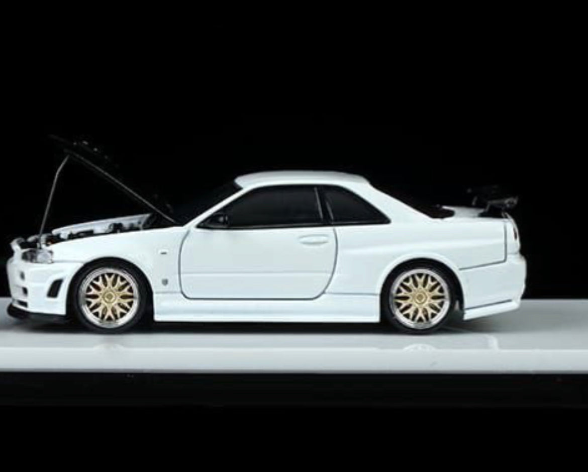 Time Micro 1/64 Nissan Skyline GT-R R34 White – Flipn Diecast