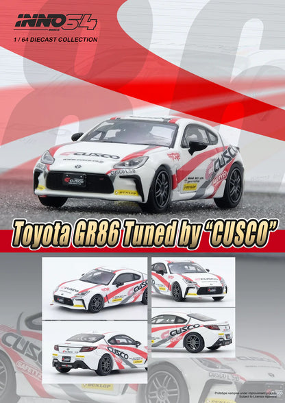 Inno64 1/64 Toyota GR86 Tuned by Cusco - White & Red - IN64-GR86-CUSCO