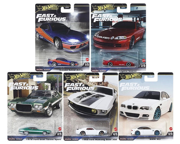 Hot Wheels 2023 Premium Fast & Furious C Case, Set of 5 Cars, HNW46-956C