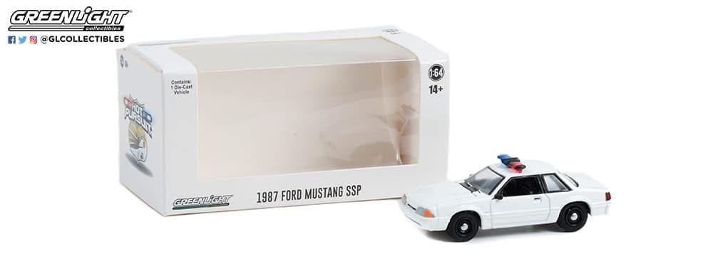Greenlight 1/64 Hot Pursuit 1987 Ford Mustang SSP Police White