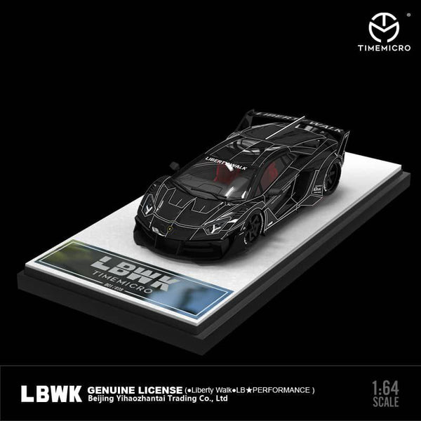 Time Micro 1/64 LBWK LB-Silhouette Lamborghini Aventador Tron Black