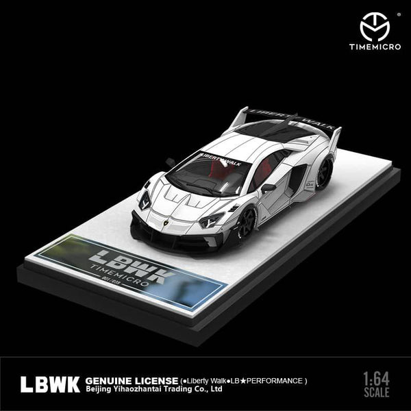 Time Micro 1/64 LBWK LB-Silhouette Lamborghini Aventador Tron White (Glow in the dark)