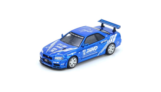 Inno64 1/64 Nissan Skyline GT-R R34 DPLS Blue / Purple Chrome - IN64-DPLS-R34-TMCS25 - Damaged Box