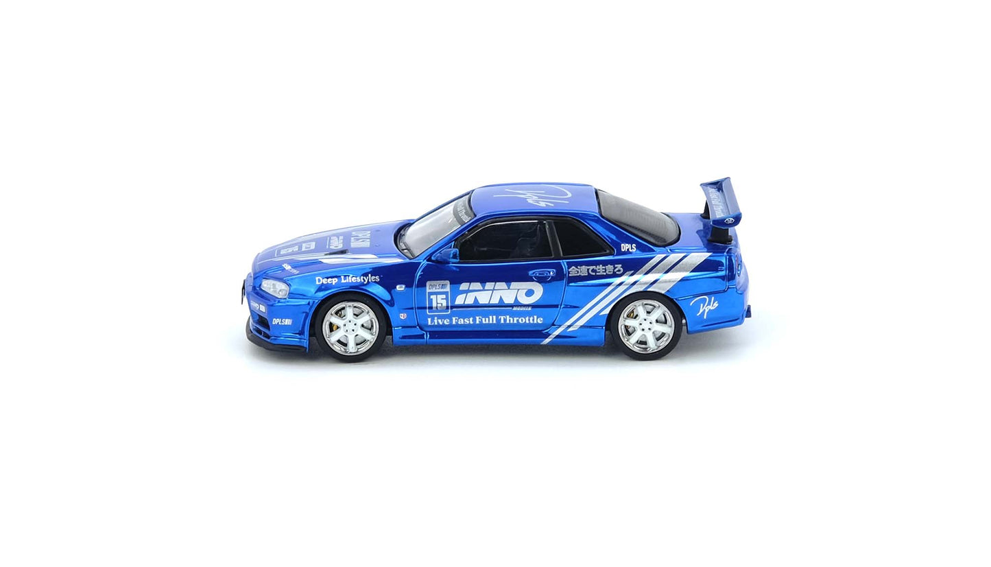 Inno64 1/64 Nissan Skyline GT-R R34 DPLS Blue / Purple Chrome - IN64-DPLS-R34-TMCS25