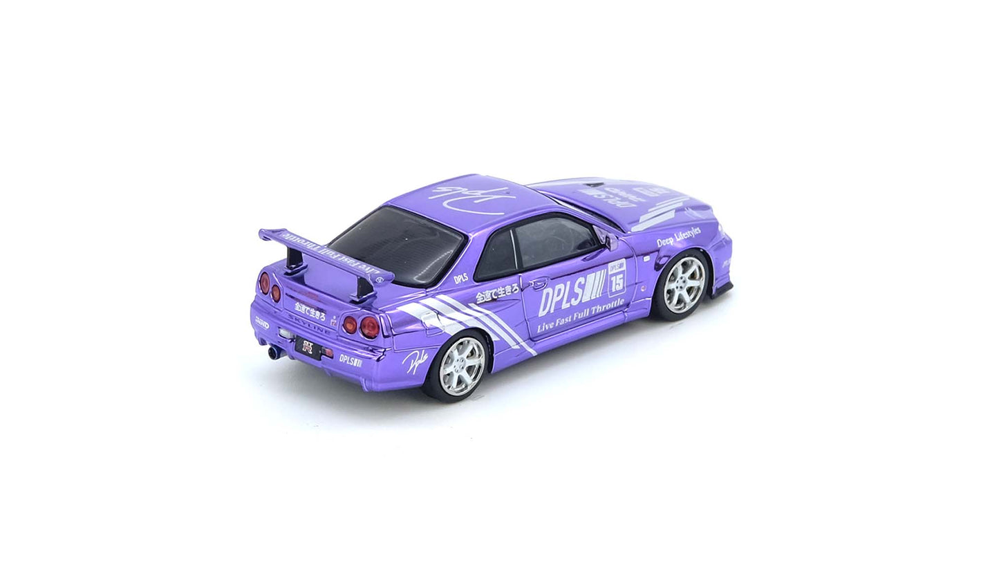 Inno64 1/64 Nissan Skyline GT-R R34 DPLS Blue / Purple Chrome - IN64-DPLS-R34-TMCS25