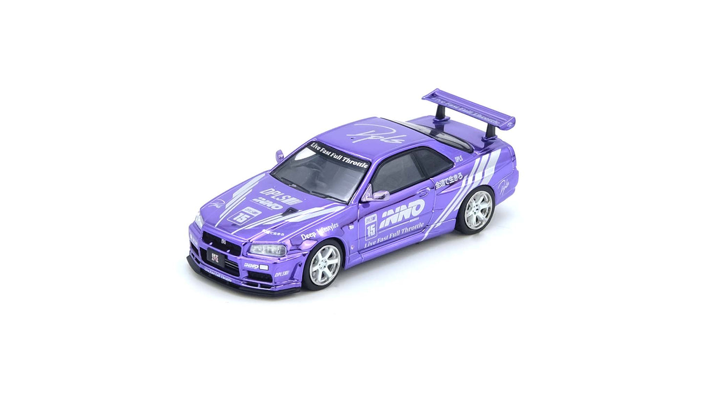 Inno64 1/64 Nissan Skyline GT-R R34 DPLS Blue / Purple Chrome - IN64-DPLS-R34-TMCS25