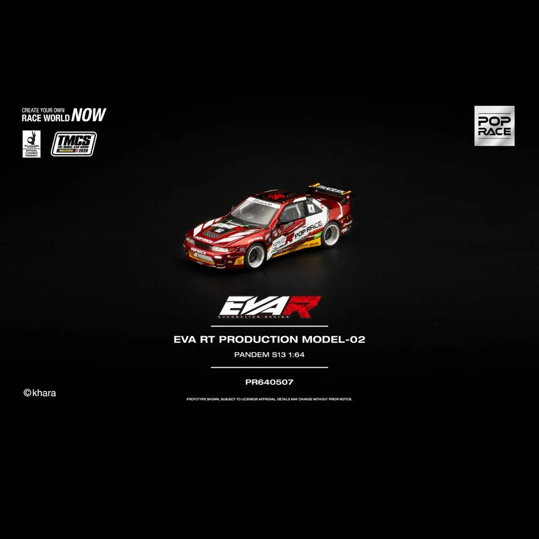 Pop Race 1/64 TMCS Malaysia 2026 Special Edition Eva RT Production Model-02 Pandem Nissan S13 Red - PR64-0507