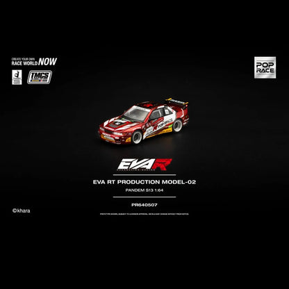 Pop Race 1/64 TMCS Malaysia 2026 Special Edition Eva RT Production Model-02 Pandem Nissan S13 Red - PR64-0507