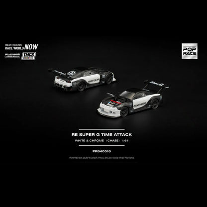 Pop Race 1/64 TMCS Malaysia 2026 Special Edition RE Super G Time Attack Mazda RX-7 Black & White - PR64-0516