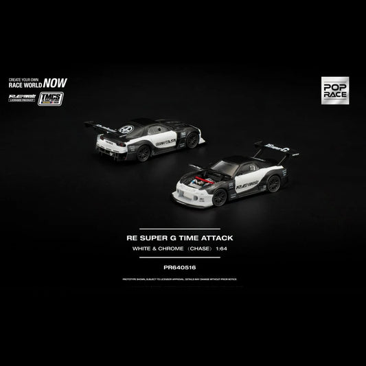 Pop Race 1/64 TMCS Malaysia 2026 Special Edition RE Super G Time Attack Mazda RX-7 Black & White - PR64-0516