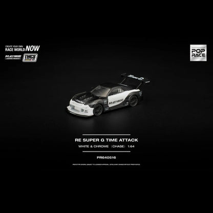 Pop Race 1/64 TMCS Malaysia 2026 Special Edition RE Super G Time Attack Mazda RX-7 Black & White - PR64-0516
