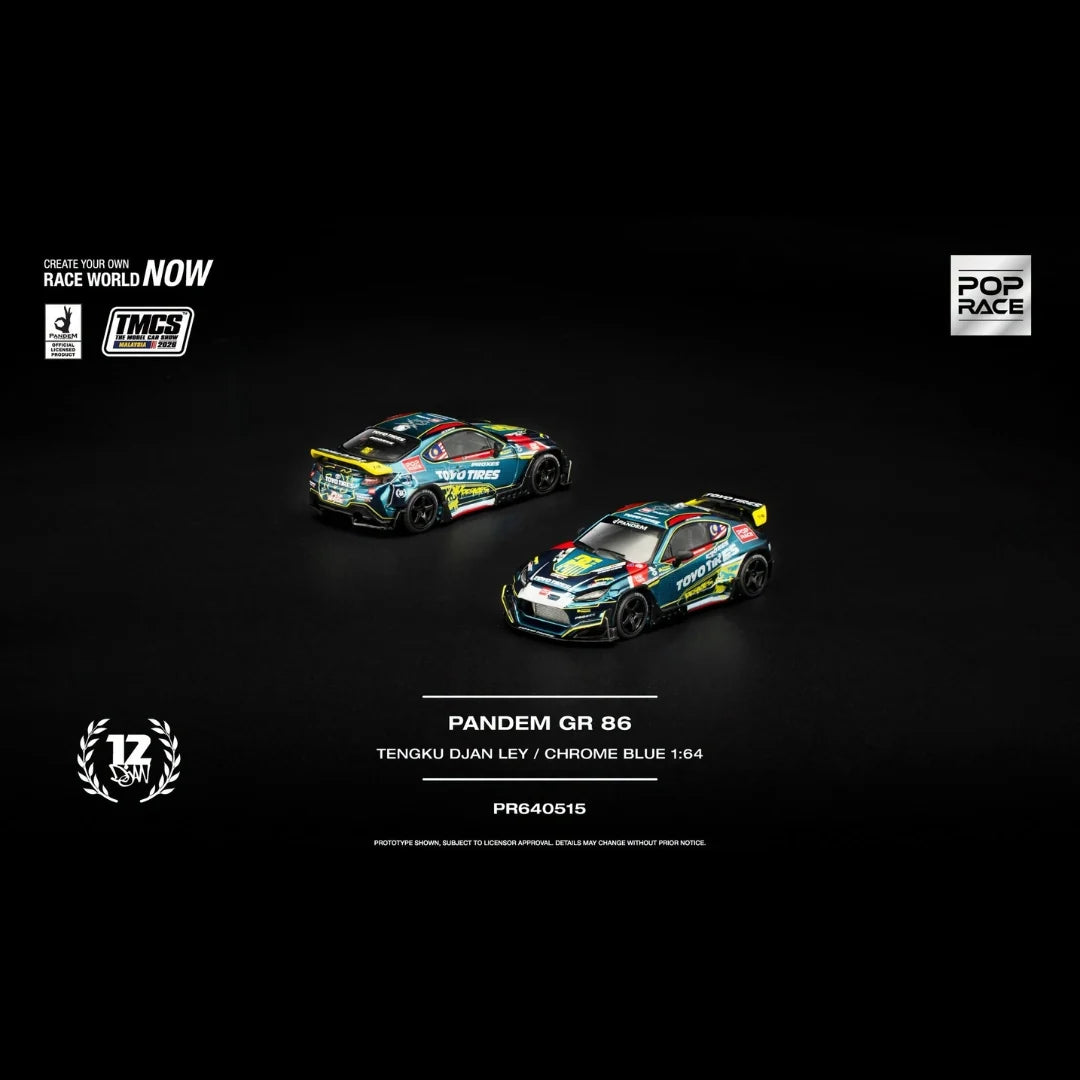 Pop Race 1/64 TMCS Malaysia 2026 Special Edition Tengku Djan Ley Pandem Toyota GR86 Blue - PR64-0515