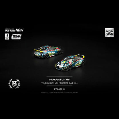 Pop Race 1/64 TMCS Malaysia 2026 Special Edition Tengku Djan Ley Pandem Toyota GR86 Blue - PR64-0515