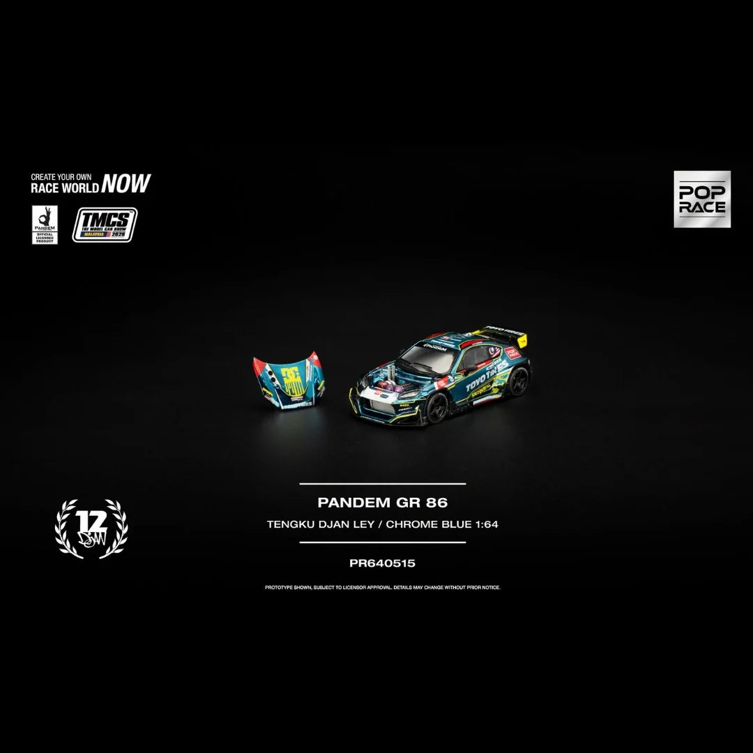 Pop Race 1/64 TMCS Malaysia 2026 Special Edition Tengku Djan Ley Pandem Toyota GR86 Blue - PR64-0515