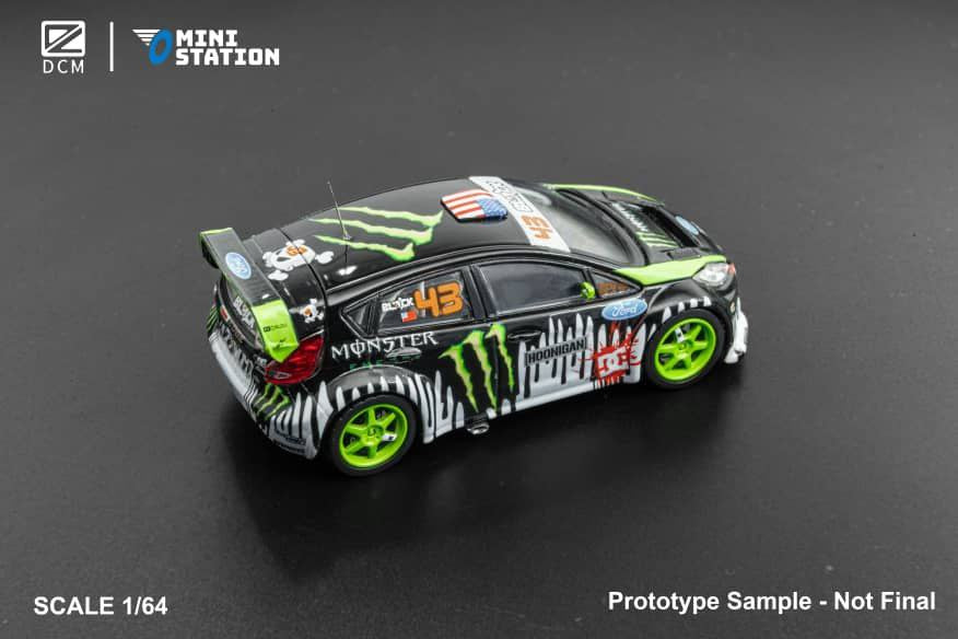 Mini Station 1/64 Ford Fiesta Ken Block #43 Black w/ Green Rims