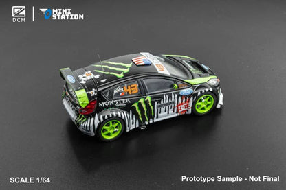 Mini Station 1/64 Ford Fiesta Ken Block #43 Black w/ Green Rims