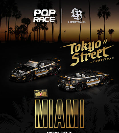 Pop Race 1/64 Miami Special Events LB-Works Nissan GT-R Final Edition Black - PR64-0577