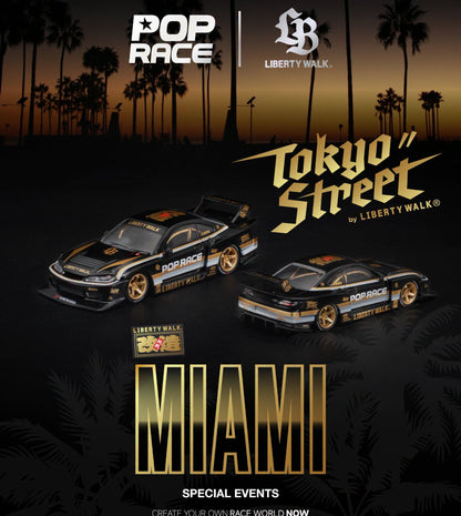 Pop Race 1/64 Miami Special Events LB-Walk Nissan Silvia S15 Black - PR64-0569