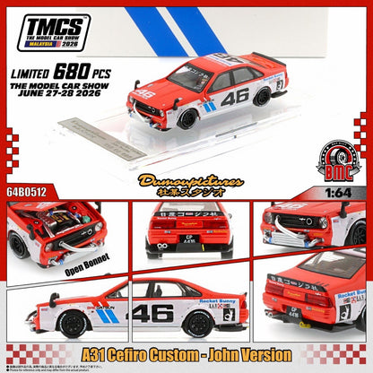 BM Creations 1/64 TMCS Malaysia 2026 Special Edition A31 Cefiro Custom John Version #46 Red & White - 64B0512