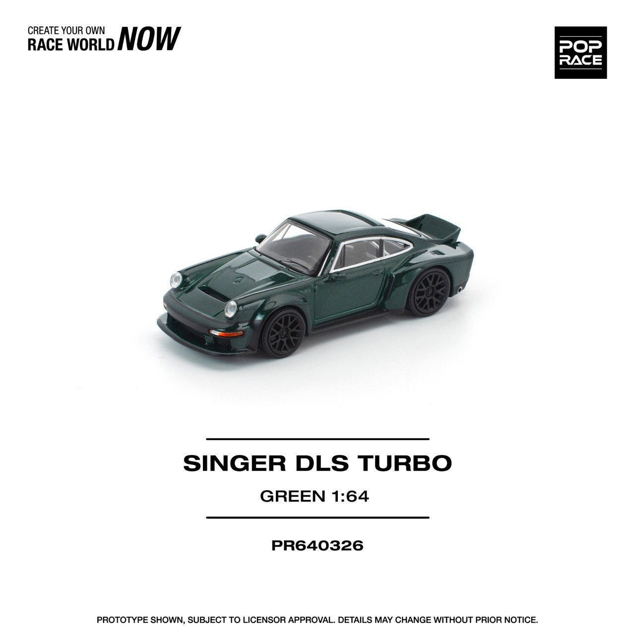 Pop Race 1/64 Singer DLS Porsche Turbo Green - PR64-0326 - Damaged