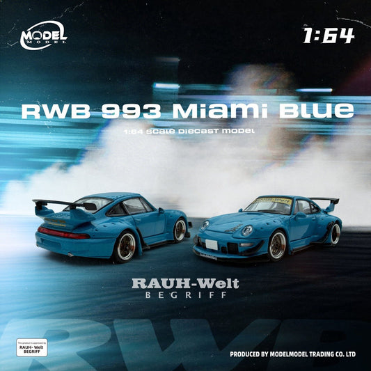 Model Model 1/64 Porsche RWB 993 Miami Blue - MM64-RWB993-005