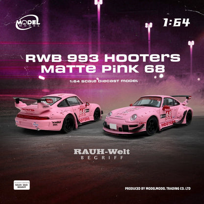Model Model 1/64 Porsche RWB 993 Hooters Matte Pink #68 - MM64-RWB993-013