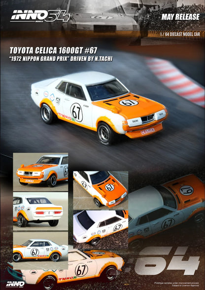 Inno64 1/64 Toyota Celica 1600GT (TA22) #67- #68 Nippon Grand Prix 1972 (2 Car Set)