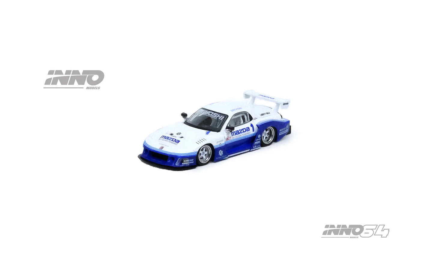 Inno64 1/64 LBWK Mazda RX-7 FD3S LB-Super Silhouette Hong Kong Toy Car Salon 2024 Special Edition Blue & White