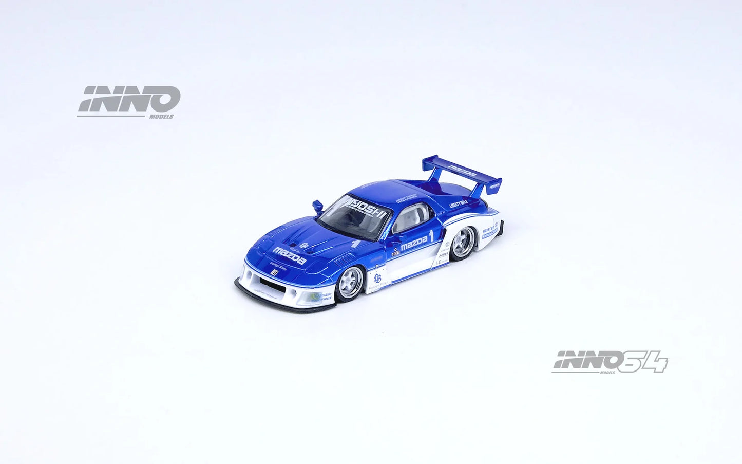 Inno64 1/64 LBWK Mazda RX-7 FD3S LB-Super Silhouette Hong Kong Toy Car Salon 2024 Special Edition Blue & White