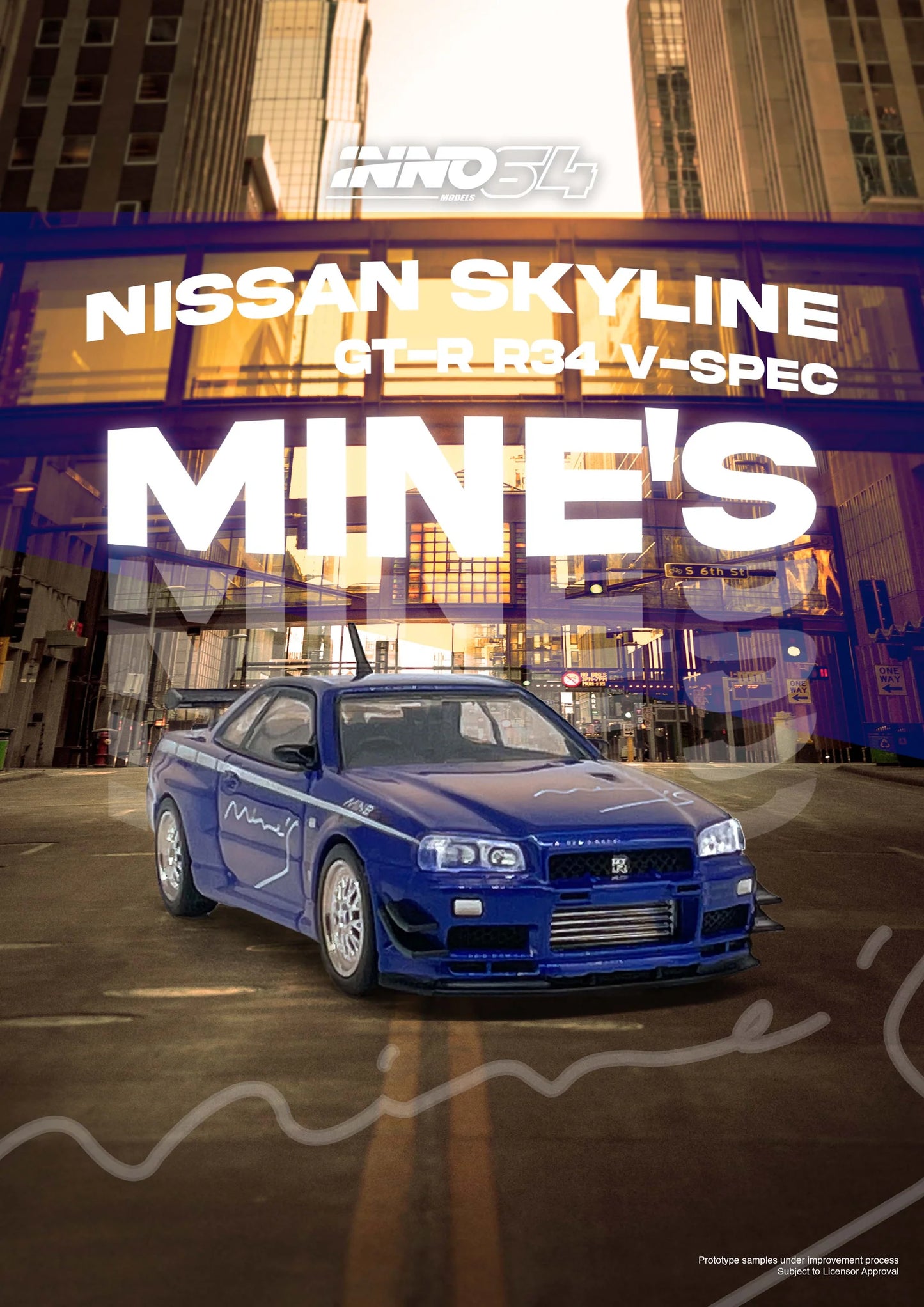 Inno64 1/64 Nissan Skyline GT-R (R34) V-Spec Tuned by Mine's Blue