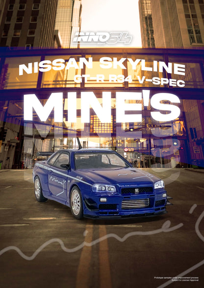 Inno64 1/64 Nissan Skyline GT-R (R34) V-Spec Tuned by Mine's Blue