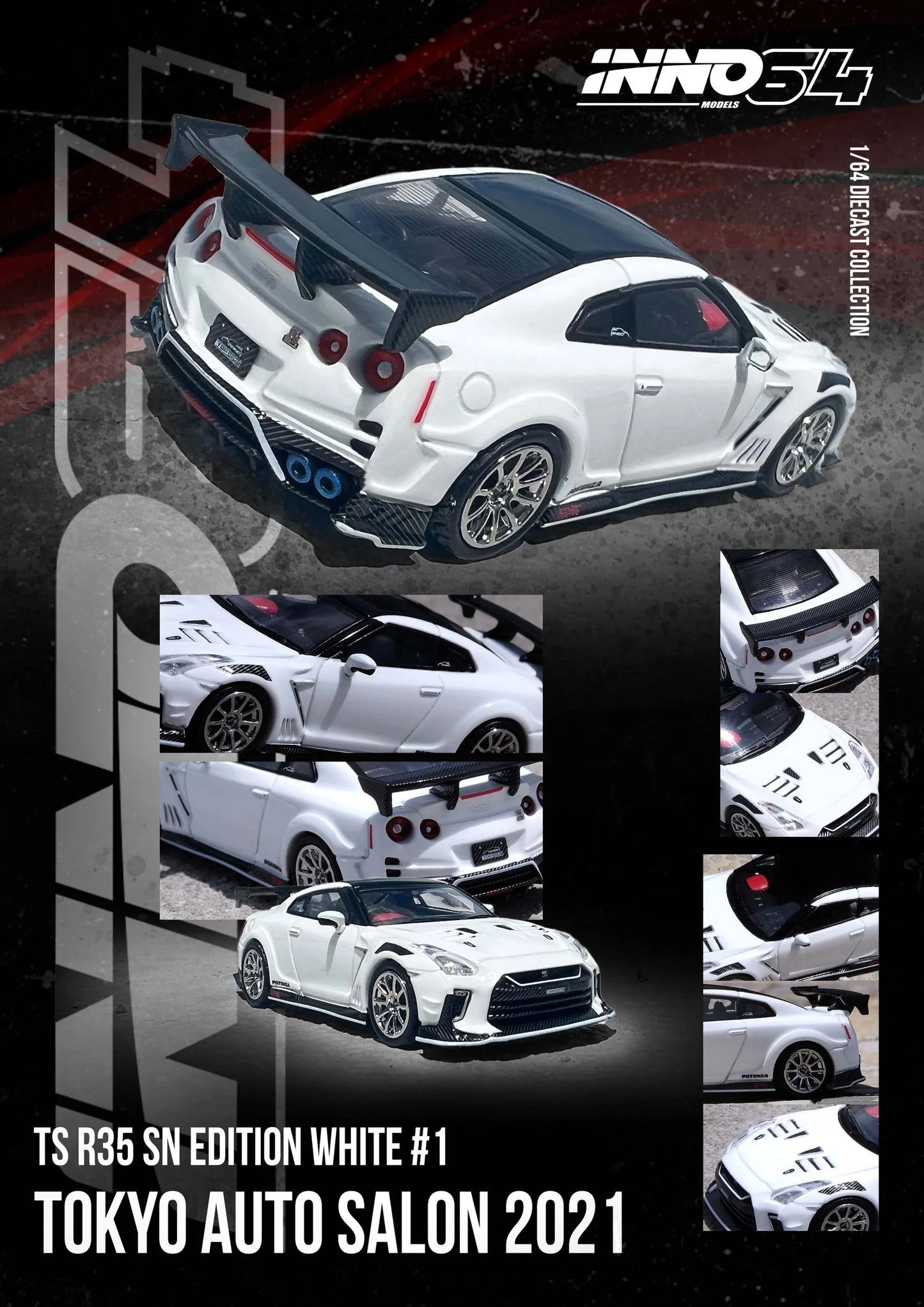 Inno64 1/64 Nissan GT-R (r35) Top Secret Tokyo Auto Salon 2021 White