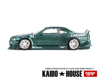 Kaido House x Mini GT 1/64 Nissan Skyline GT-R (R34) Kaido Works GReddy V1 – Green