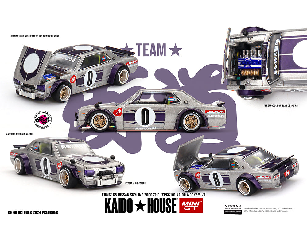 Mini GT x Kaido House 1/64 Nissan Skyline 2000GT-R (KPGC10) Kaido Works V1 Silver