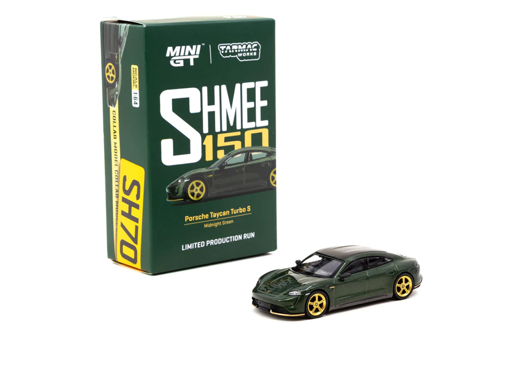 Mini GT X Tarmac Works 1/64 Porsche Taycan Turbo S Midnight Green SHMEE150 - COLLAB64