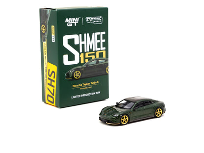 Mini GT X Tarmac Works 1/64 Porsche Taycan Turbo S Midnight Green SHMEE150 - COLLAB64