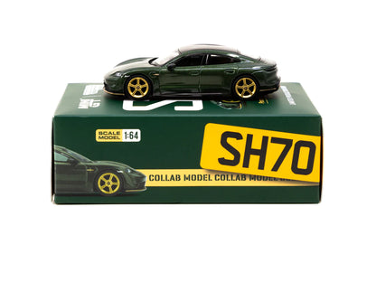 Mini GT X Tarmac Works 1/64 Porsche Taycan Turbo S Midnight Green SHMEE150 - COLLAB64