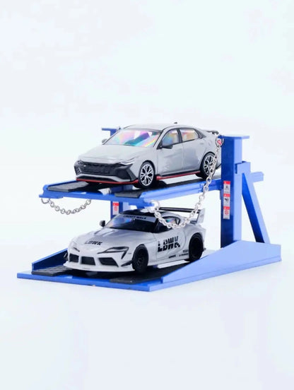 Dream Customs 1/64 Workshop Car Lift V2 - Parking Platform Blue