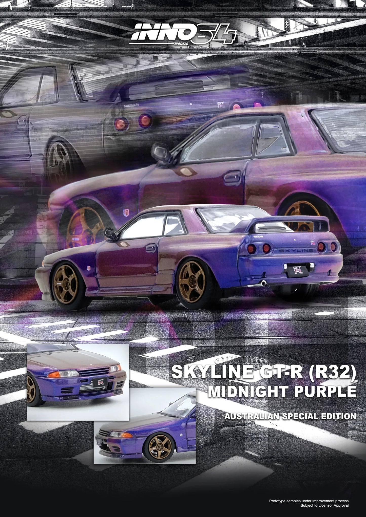 Inno64 1/64 Nissan Skyline GT-R (R32) Midnight Purple Australian Special Edition - IN64-R32-MP-AS