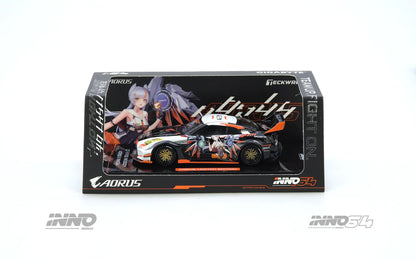 Inno64 1/64 Nissan GT-R (R35) Widebody Aorus x Inno64 Limited Edition Black & White - IN64-R35LB-AORUS