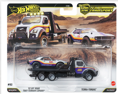 Hot Wheels 1/64 Car Culture Team Transport 2026 Mix L '67 Off Road Tout-Terrain Camaro & Terra-Torque Black - JHX93