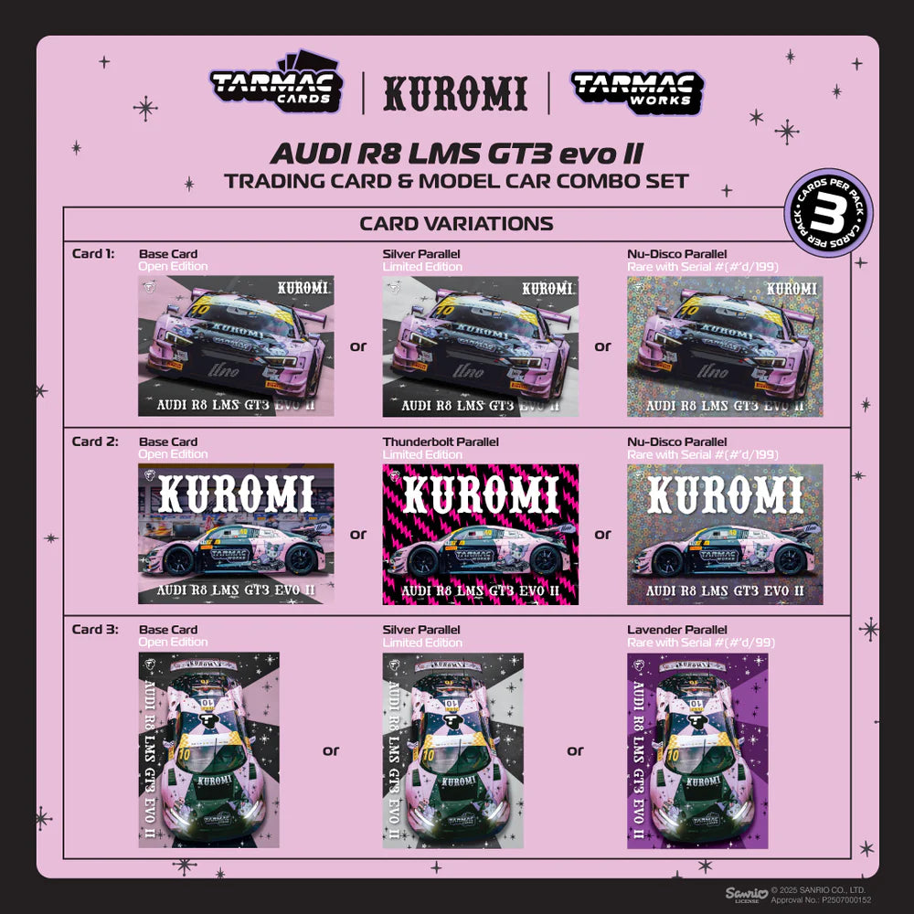 Tarmac Works 1/64 Audi R8 LMS GT3 evo II Macau GT Cup - FIA GT World Cup 2024 #10 with Tarmac Cards Combo Set Pink & Black - HOBBY64 - T64-043-24MGP10