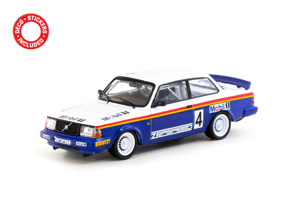 Tarmac Works 1/64 Volvo 240 Turbo Malaysian Group A Championships 1987 Winner n4 - HOBBY64 White & Blue - T64-050-87MAL04