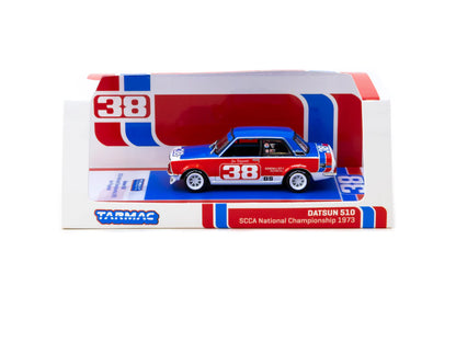 Tarmac Works 1/64 Datsun 510 SCCA National Championship 1973 #38 - HOBBY64 Blue & Red