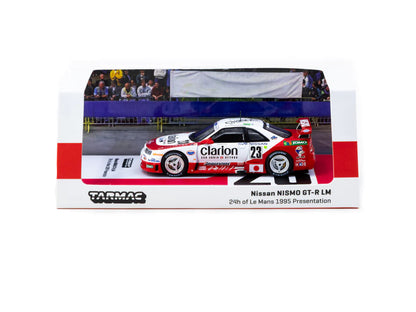 Tarmac Works 1/64 Nissan NISMO GT-R LM 24h of Le Mans 1995 Presentation #23 - HOBBY64 Red &  White - T64-067-95LM23
