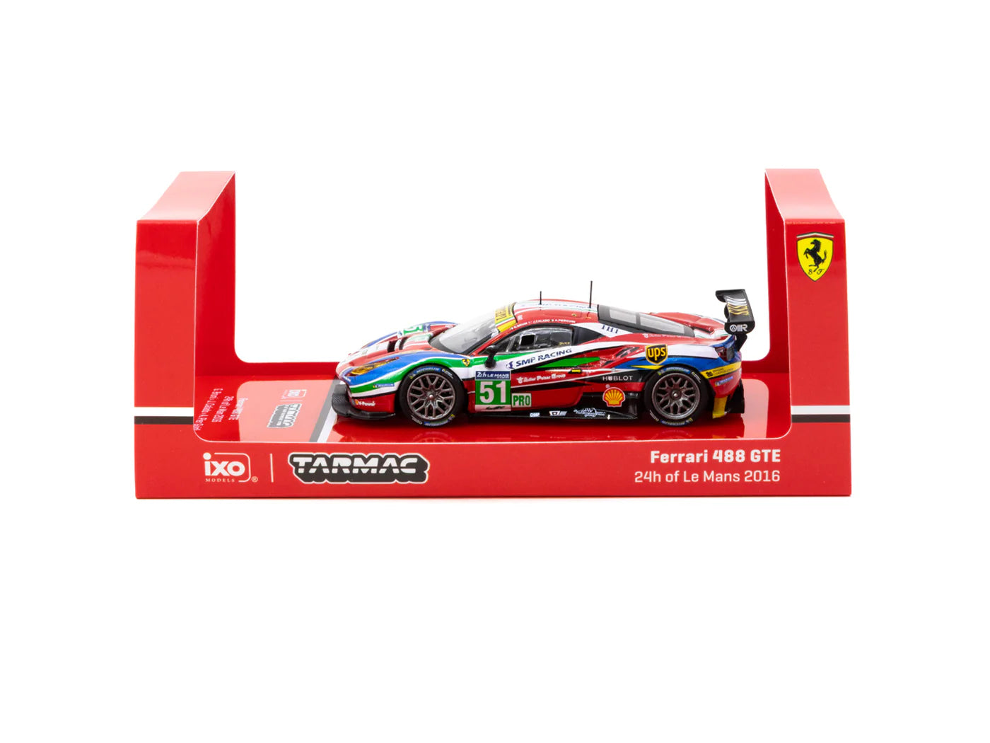 Tarmac Works x iXO Models 1/64 Ferrari 488 GTE 24h of Le Mans 2016 #51 Red - HOBBY64 - T64-071-16WEC51